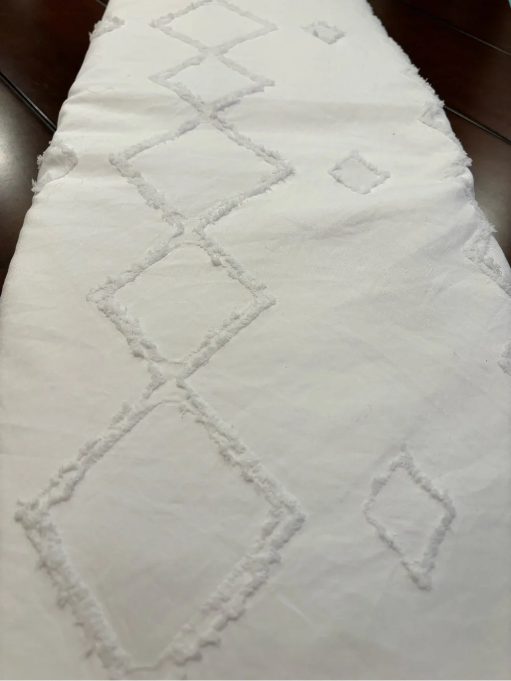 ChiXpace Boho Tufted Duvet Cover Set Textured Geometric Trellis Pattern - Queen